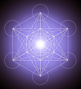 schéma d'un métatron sur fond violet